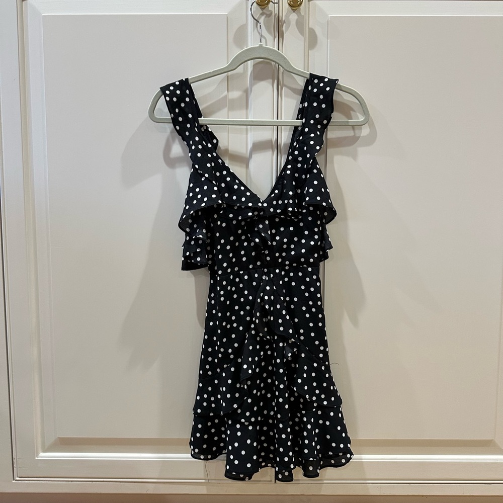 Polka Dot Mini Dress - Black and White